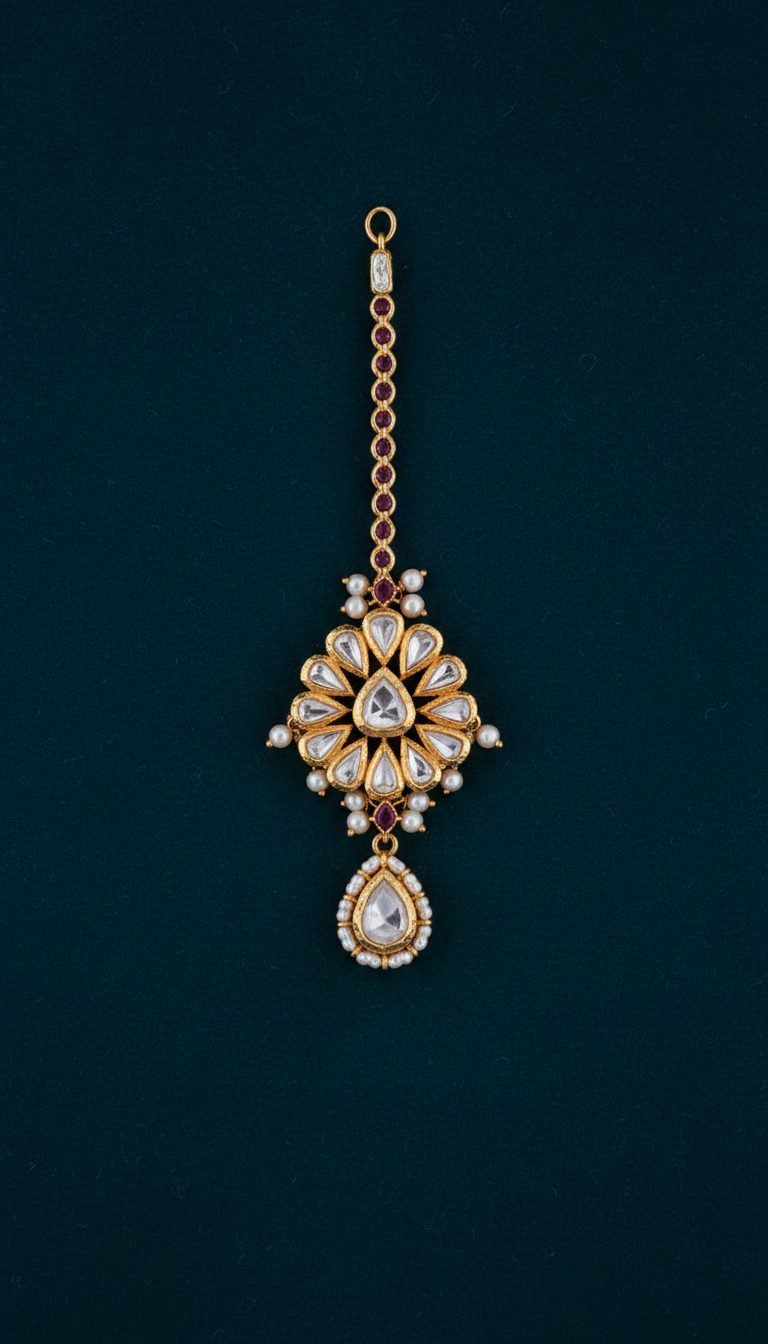 Polki maang tikka with uncut diamonds
