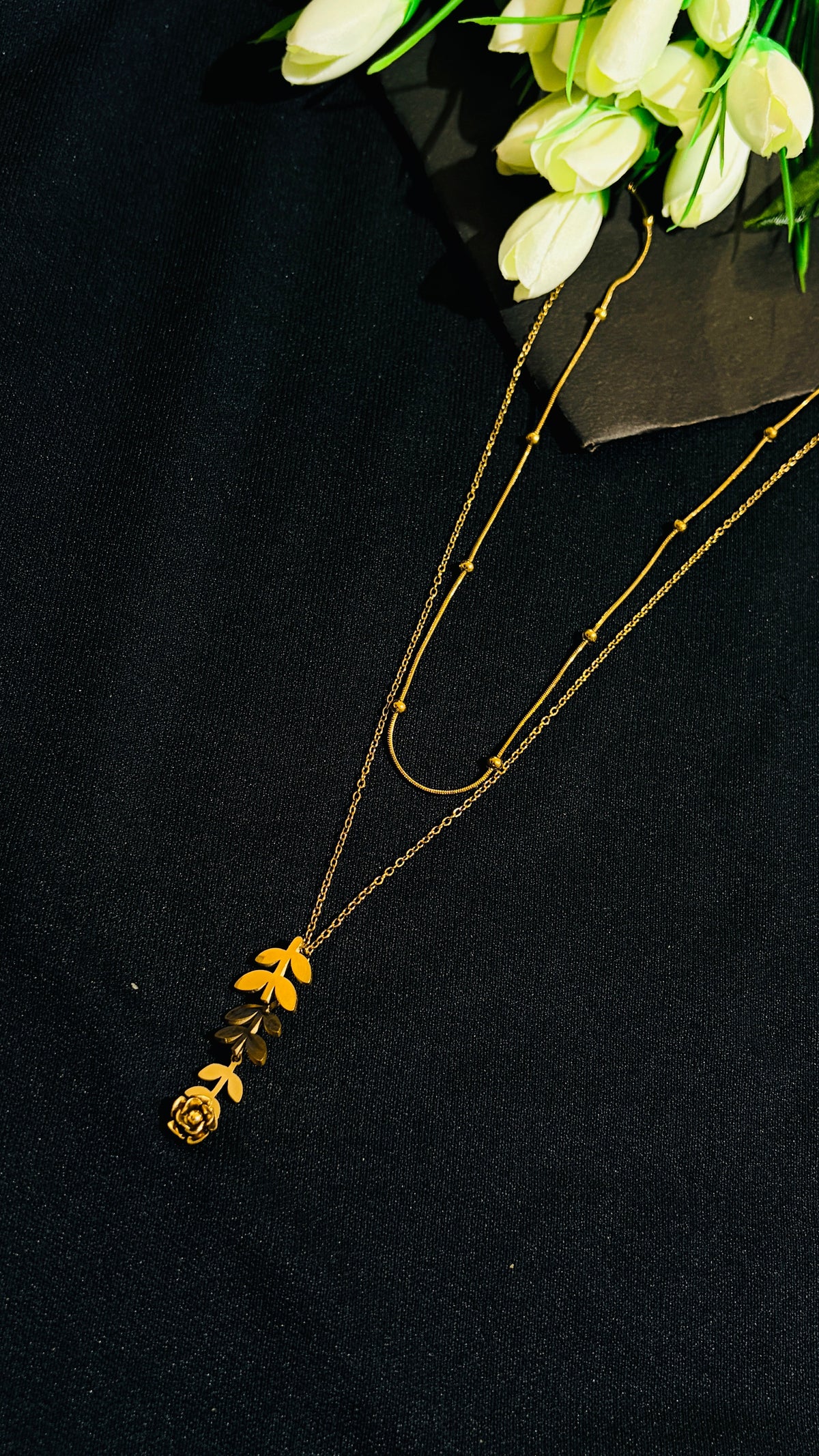 Leaf pattern double layer Antitarnish chain alternate view 1
