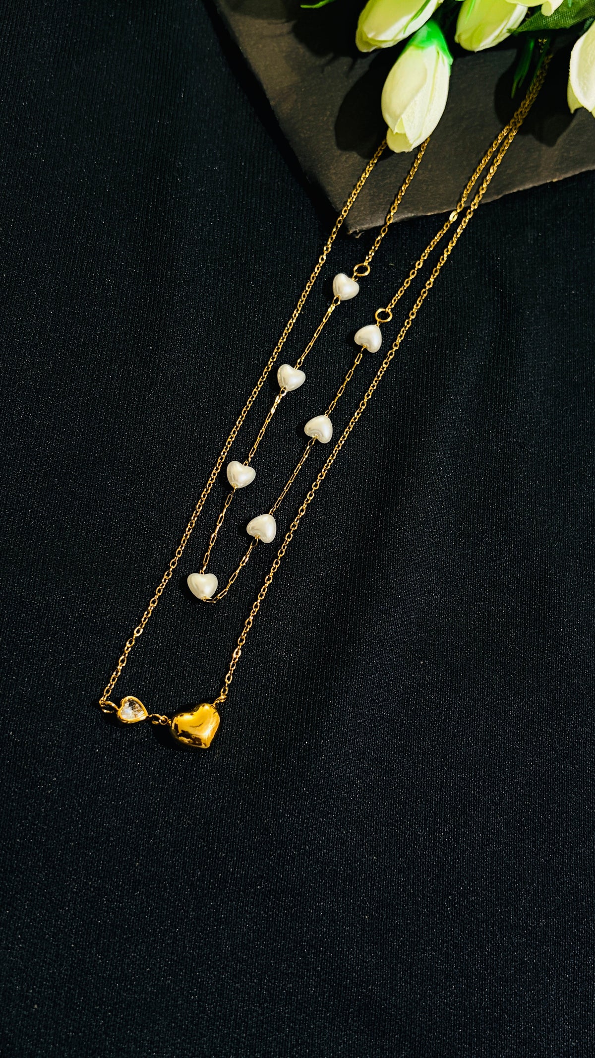 Heart shaped double layered Antitarnish chain (Copy) alternate view 1