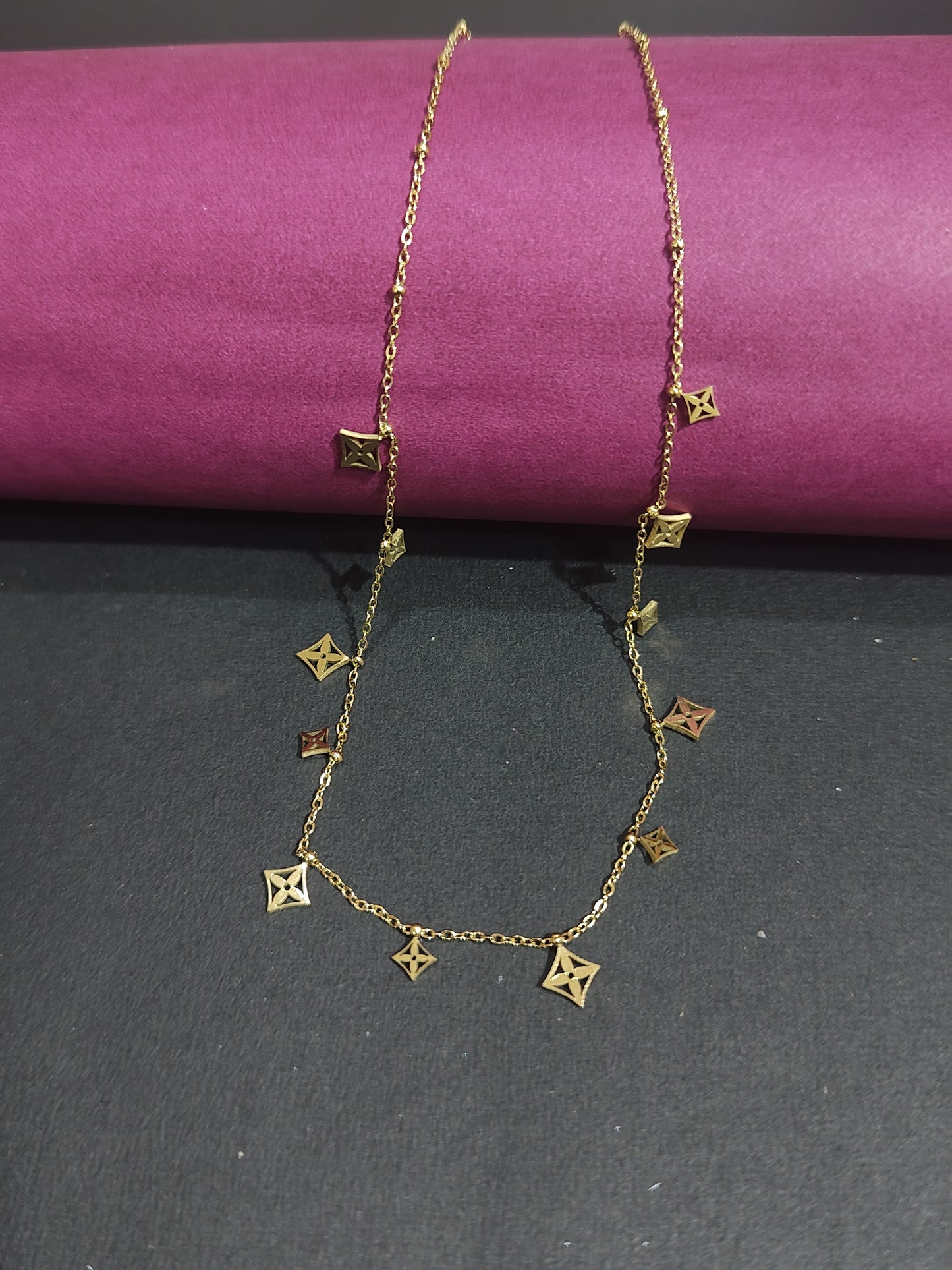 Anti-Tarnish Gold-Plated Geometric Charm Chain Necklace