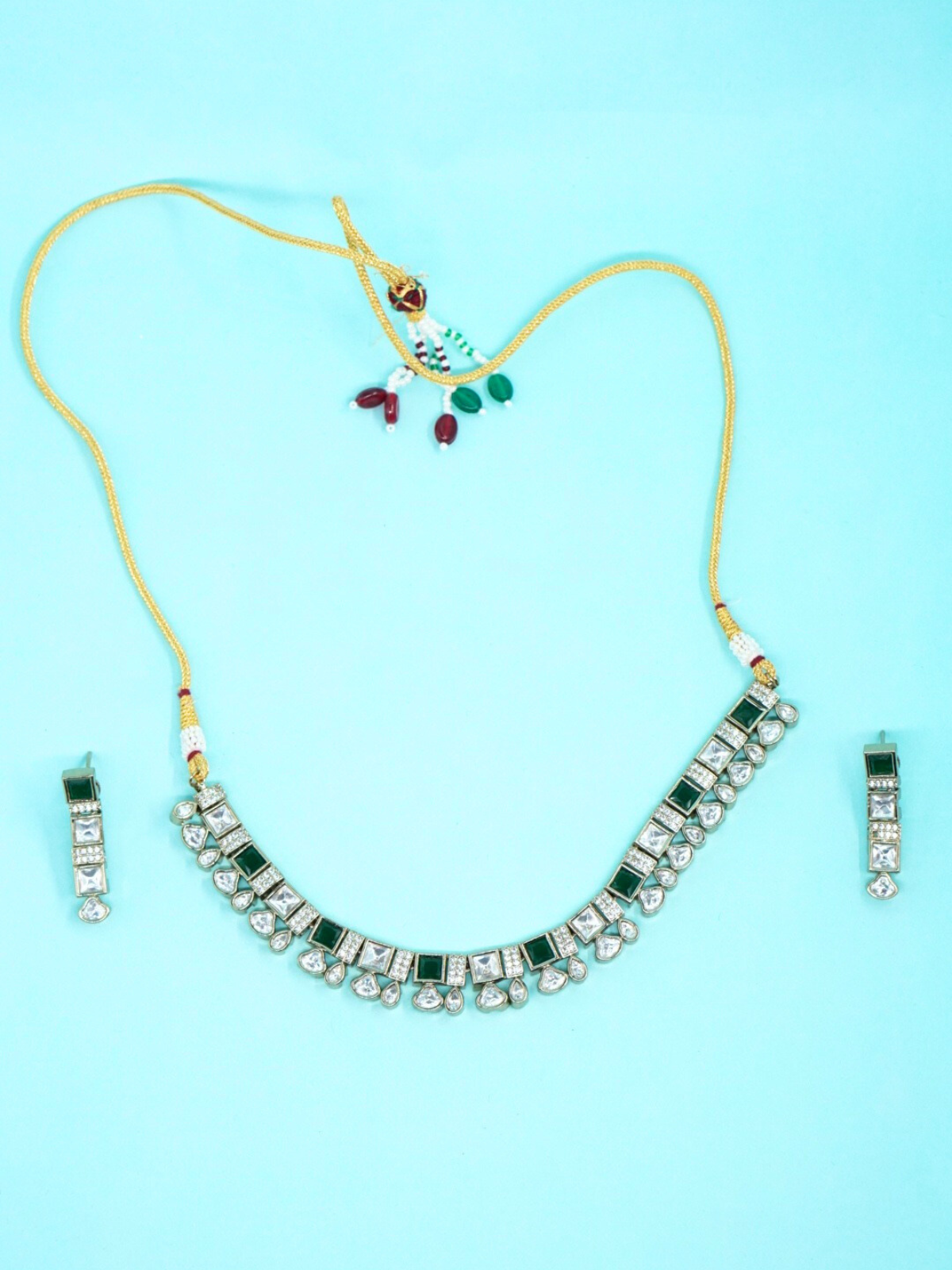 Moissanite choker necklace set with earrings for weddings