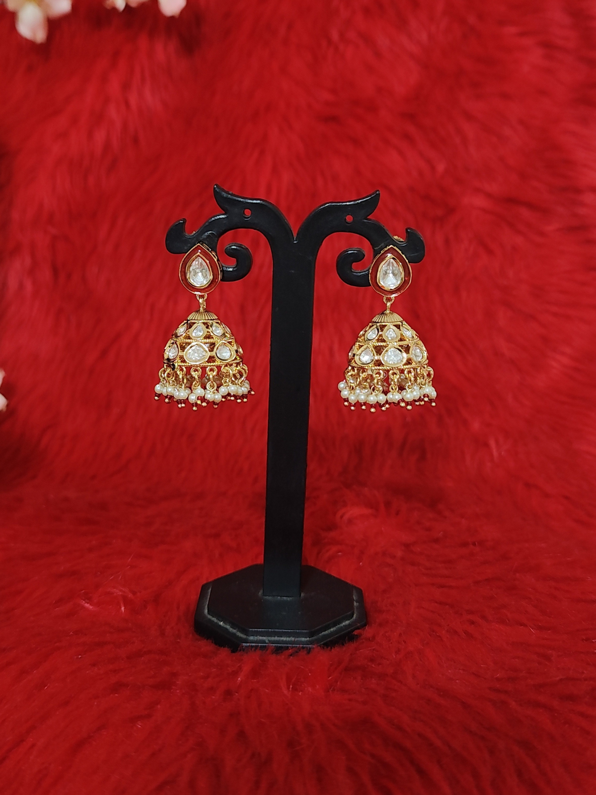 Premium Kundan_Earrings on stand