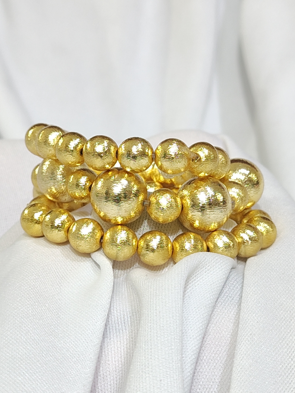 Pure brass gold beaded bracelet with chunky design