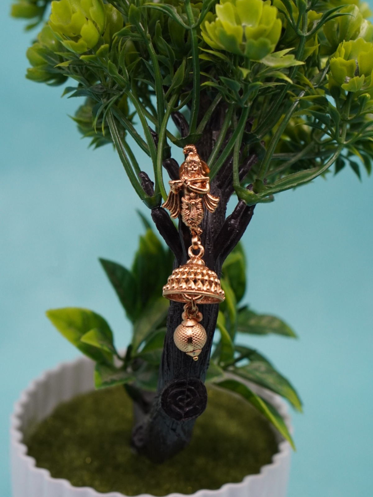 Pure copper Krishna Mutif Jhumka Earrings