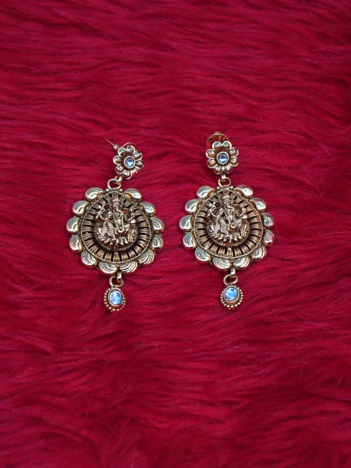 Pure copper temple earrings with Lord Ganesha motif