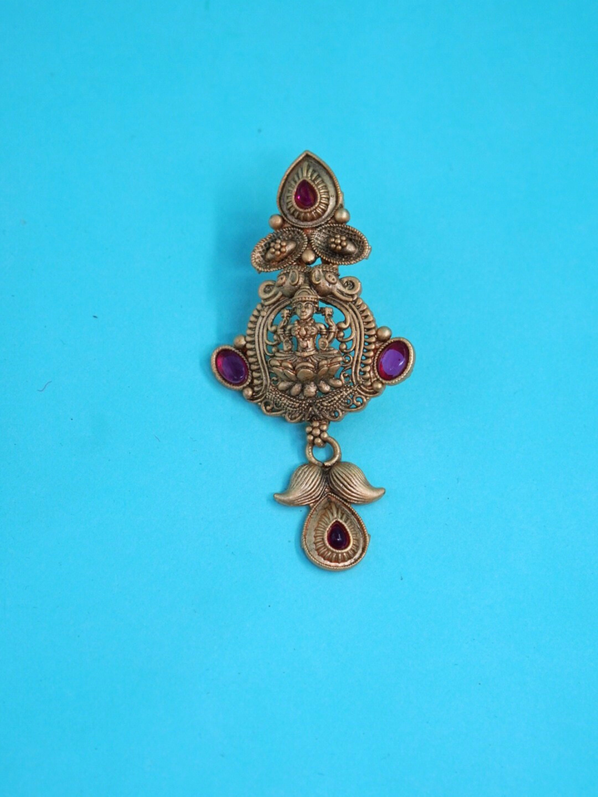 Pure copper temple earrings with laxmi motif