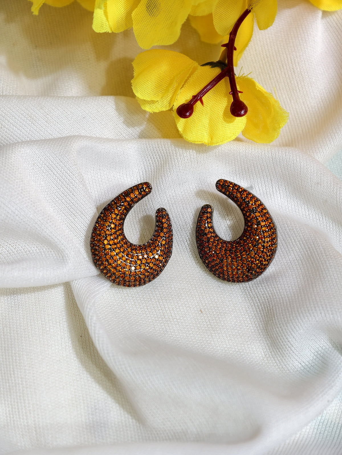 Original product view of Amber Nano Setting AD Crescent Earrings