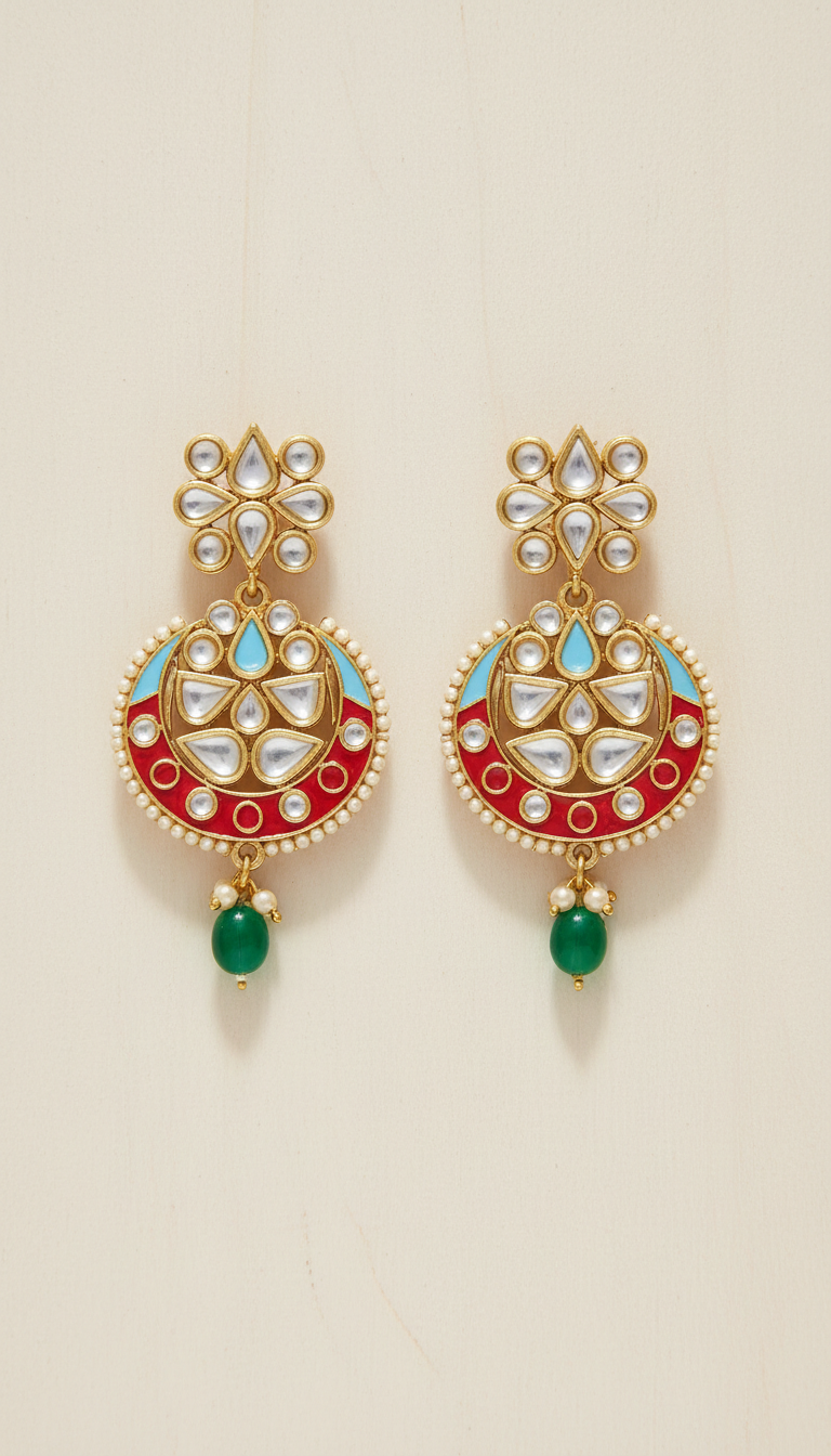 Gold-Tone Kundan Earrings