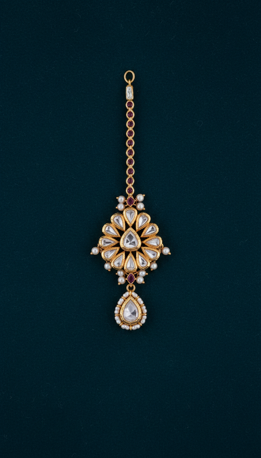 Polki maang tikka with uncut diamonds
