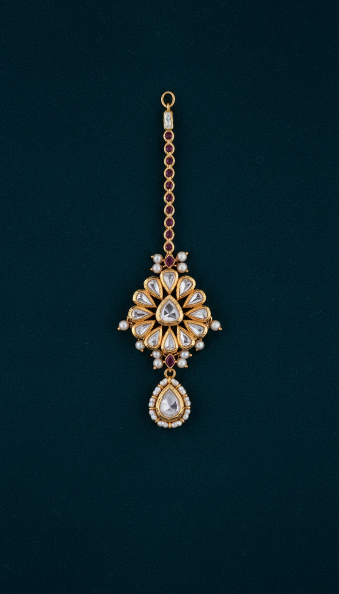 Polki maang tikka with uncut diamonds