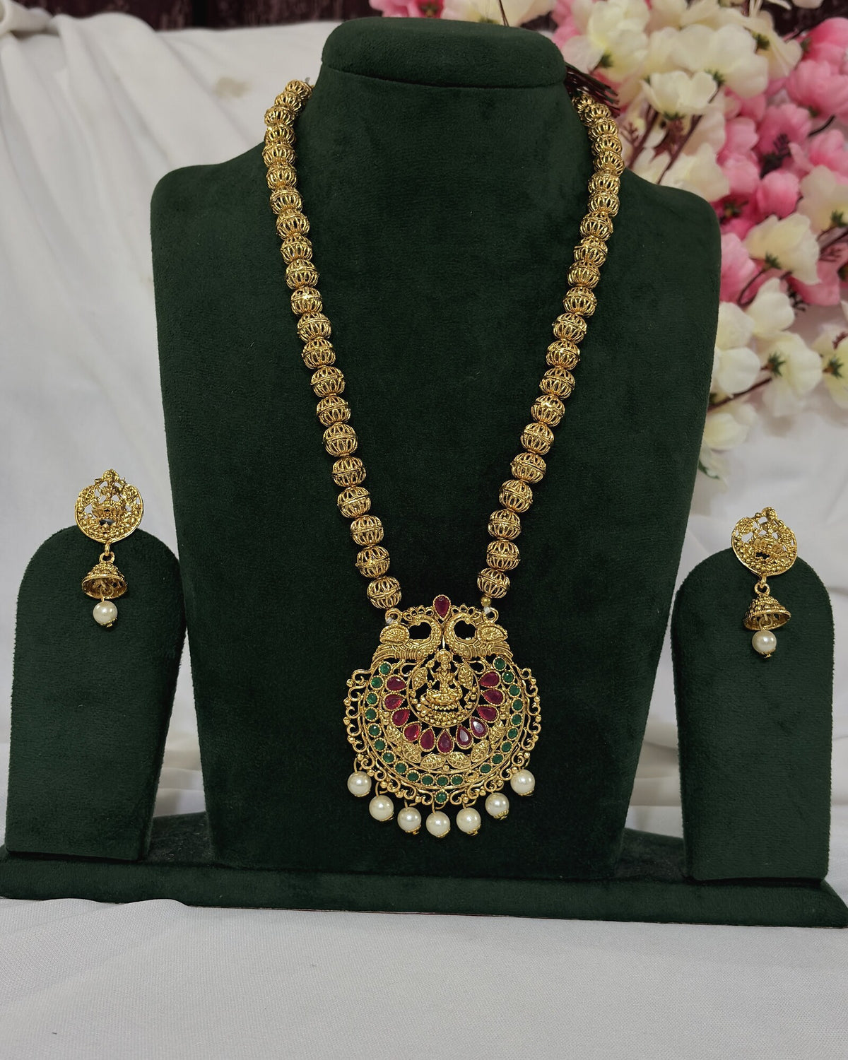 Motor Mala Long Temple Jewellery full product view