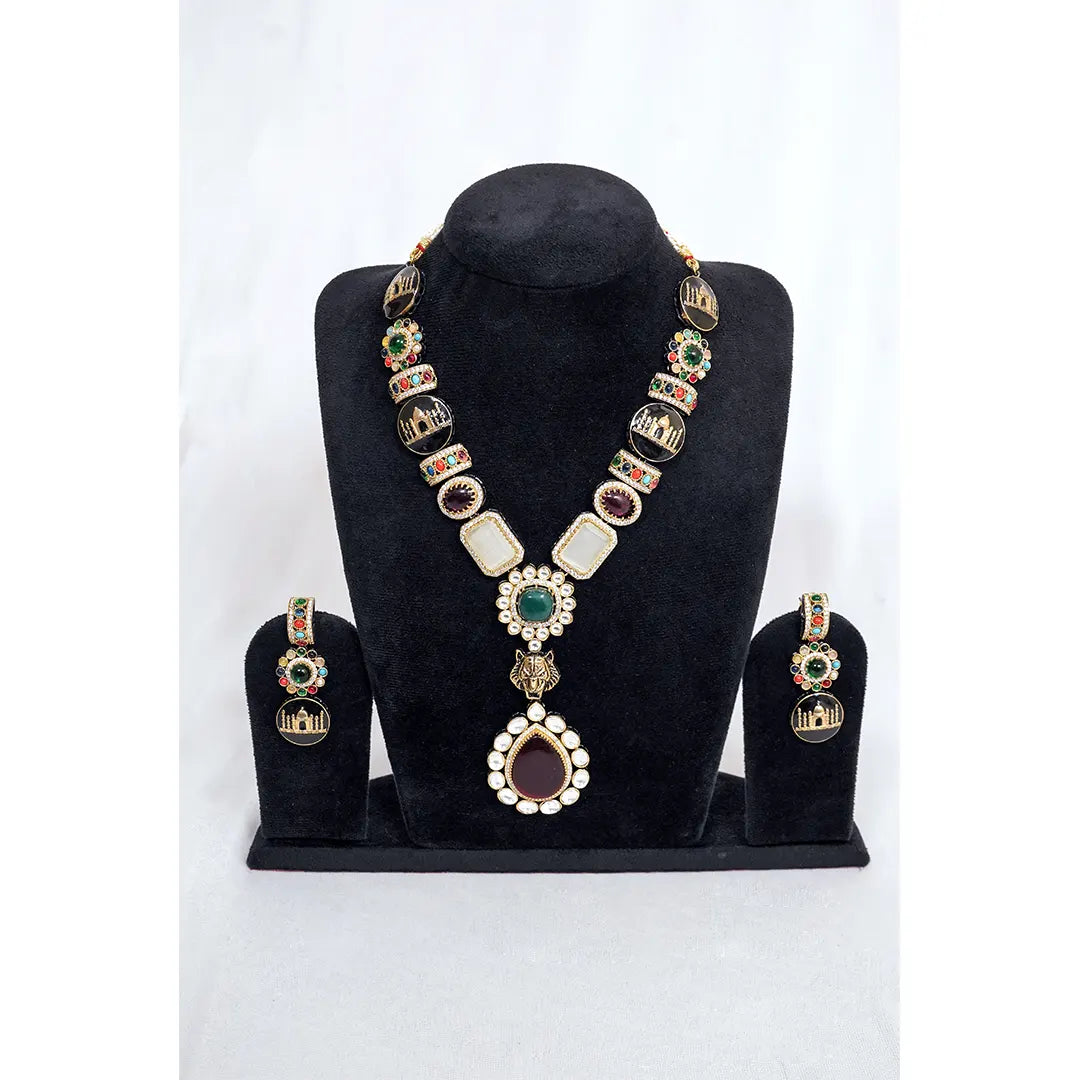 Royal Taj Mahal Inspired Multicolor Kundan Set by KantiKundan