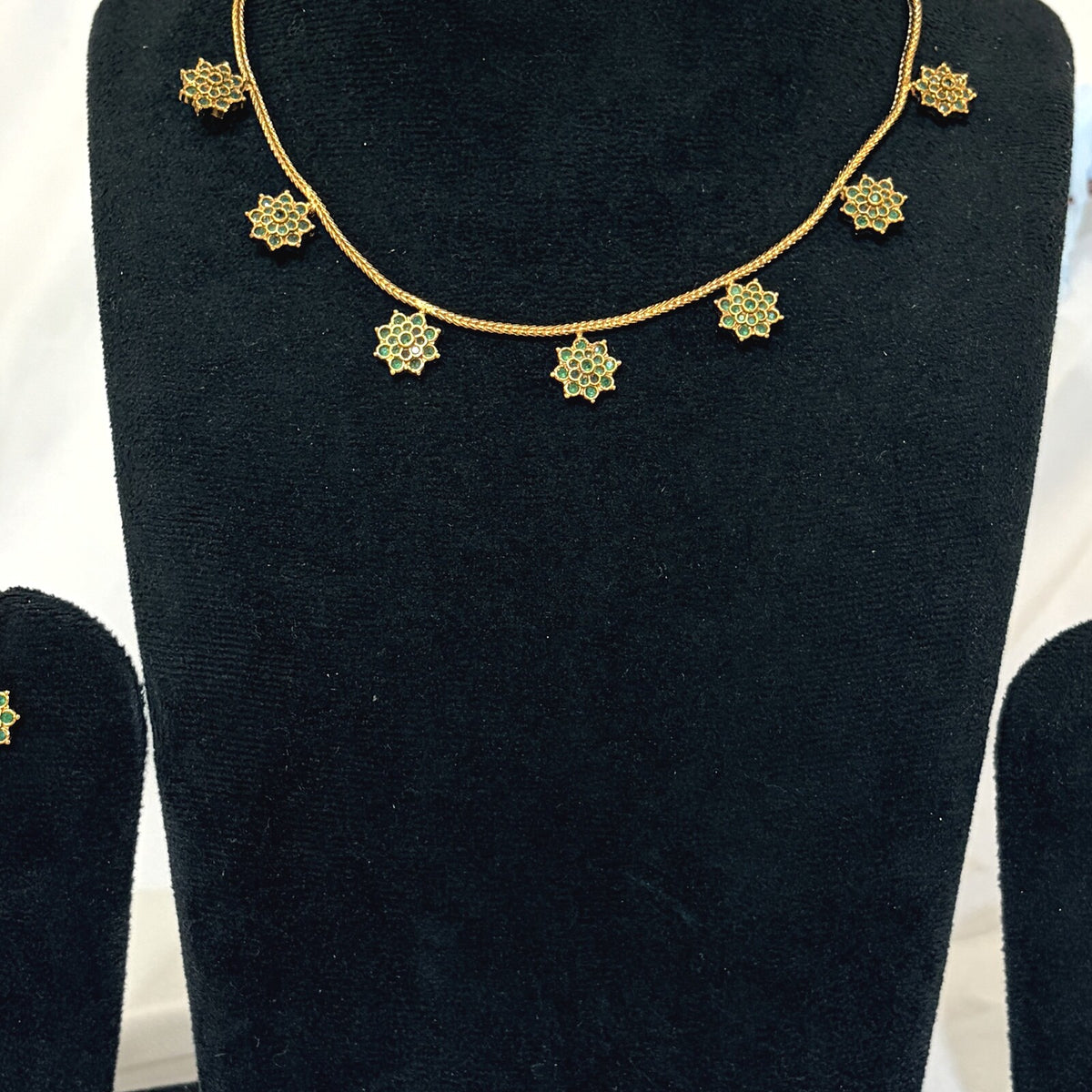 South Indian CZ Necklace close-up detail