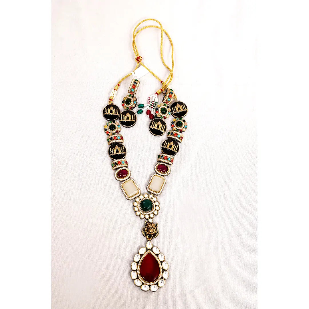 Royal Taj Mahal Inspired Multicolor Kundan Set by KantiKundan