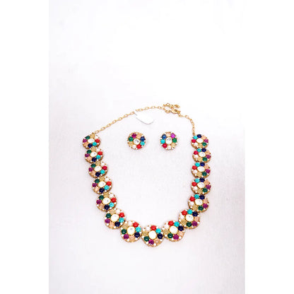 Navratna Kundan Necklace Set – Multicolor Gemstones