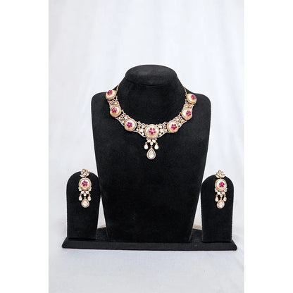 Ruby Floral Moissanite Necklace Set with Matching Earrings