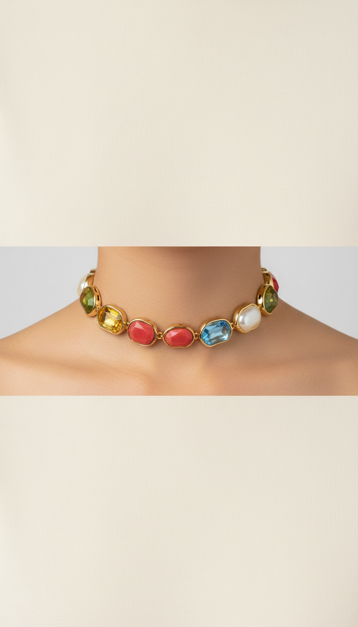 Vibrant Gemstone Choker Necklace