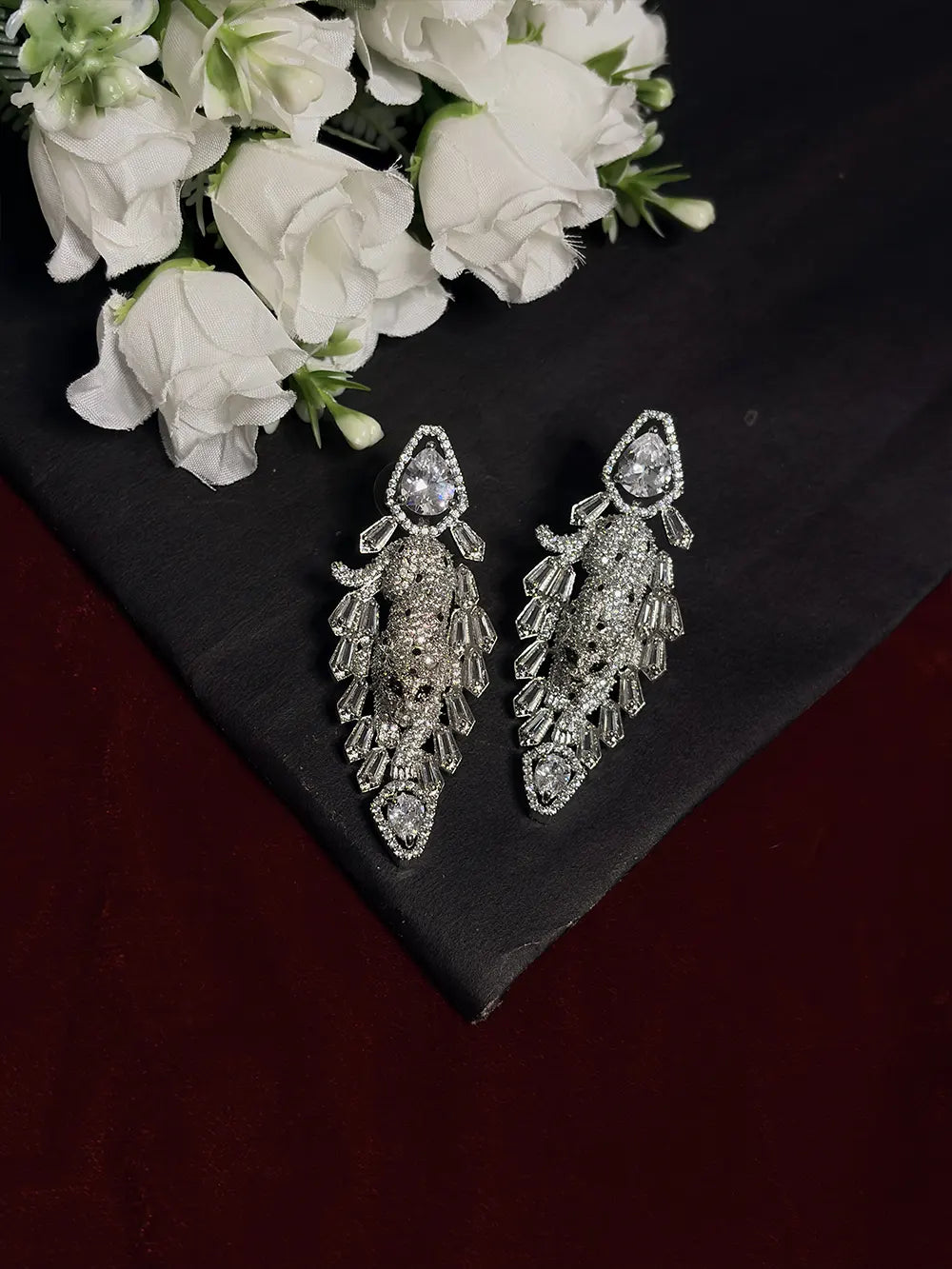 Peacock American Diamond Bridal Necklace Set with Earrings