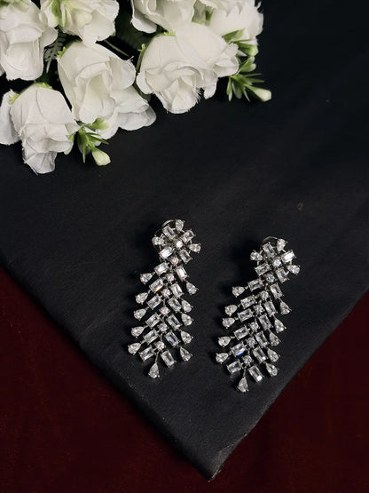White American Diamond Bridal Necklace Set with Dangler Earrings