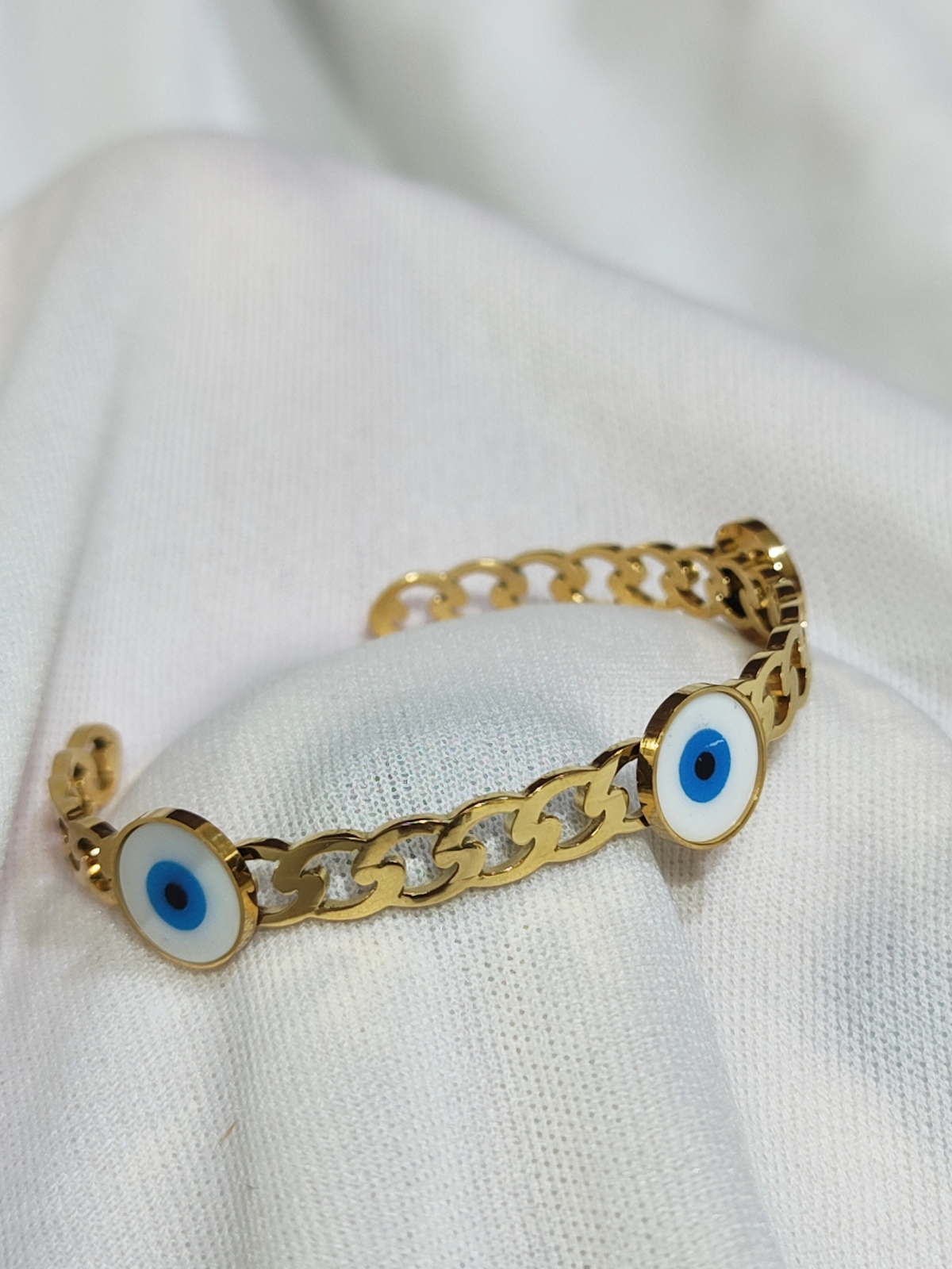 Anti tarnish adjustable evil eye chain bracelet 