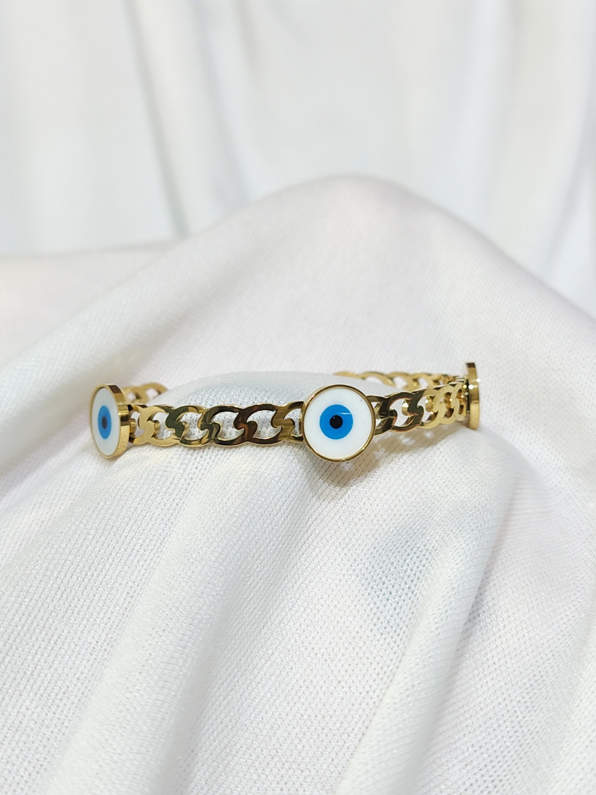 Anti tarnish adjustable evil eye chain bracelet for women