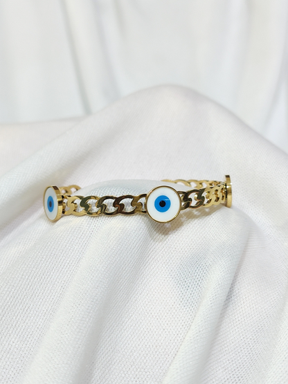 Anti tarnish adjustable evil eye chain bracelet for women