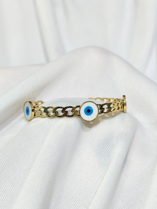 Anti tarnish adjustable evil eye chain bracelet for women