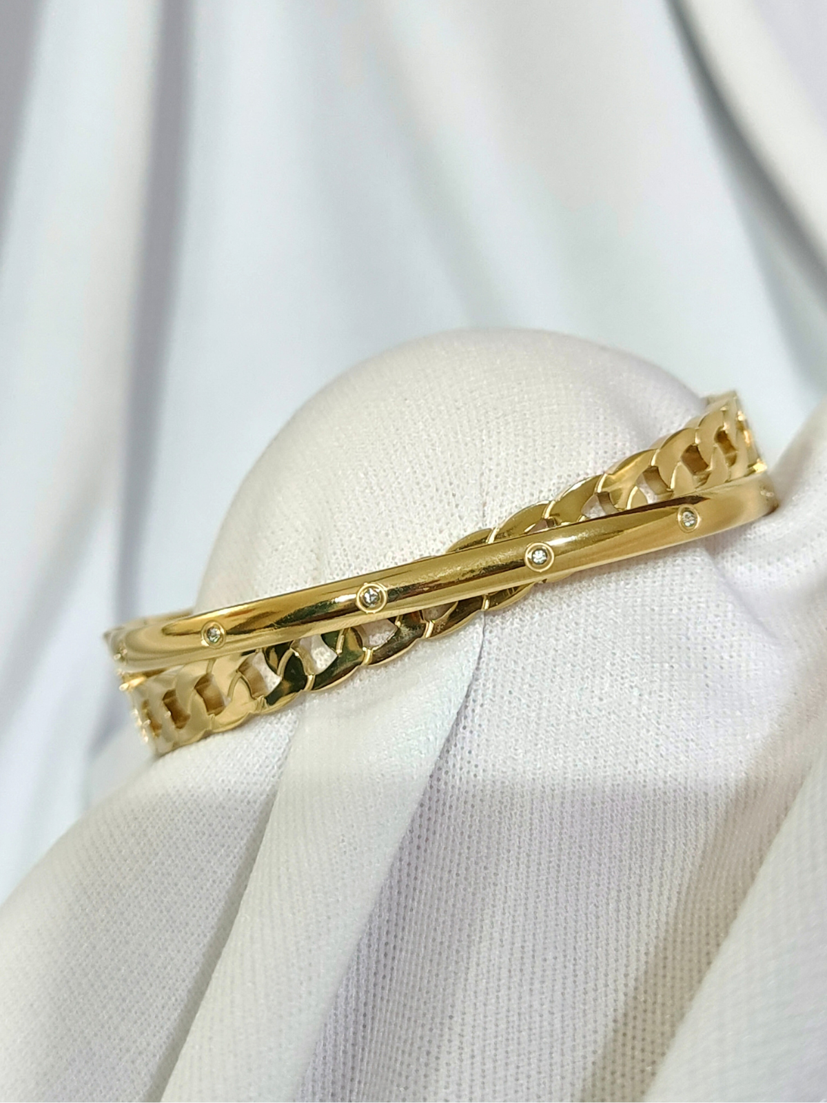 Anti tarnish gold-tone woven bracelet with stone studs