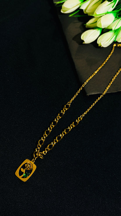 Rose square shaped statement Antitarnish chain