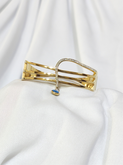 Gold-tone anti-tarnish evil eye bracelet for women