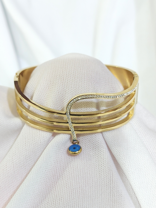 Gold-tone anti-tarnish evil eye bracelet for women