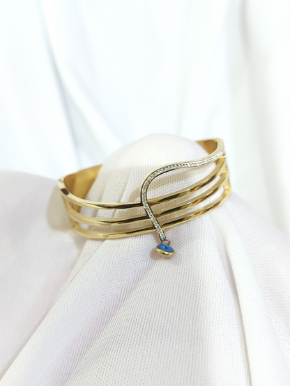 Gold-tone anti-tarnish evil eye bracelet for women