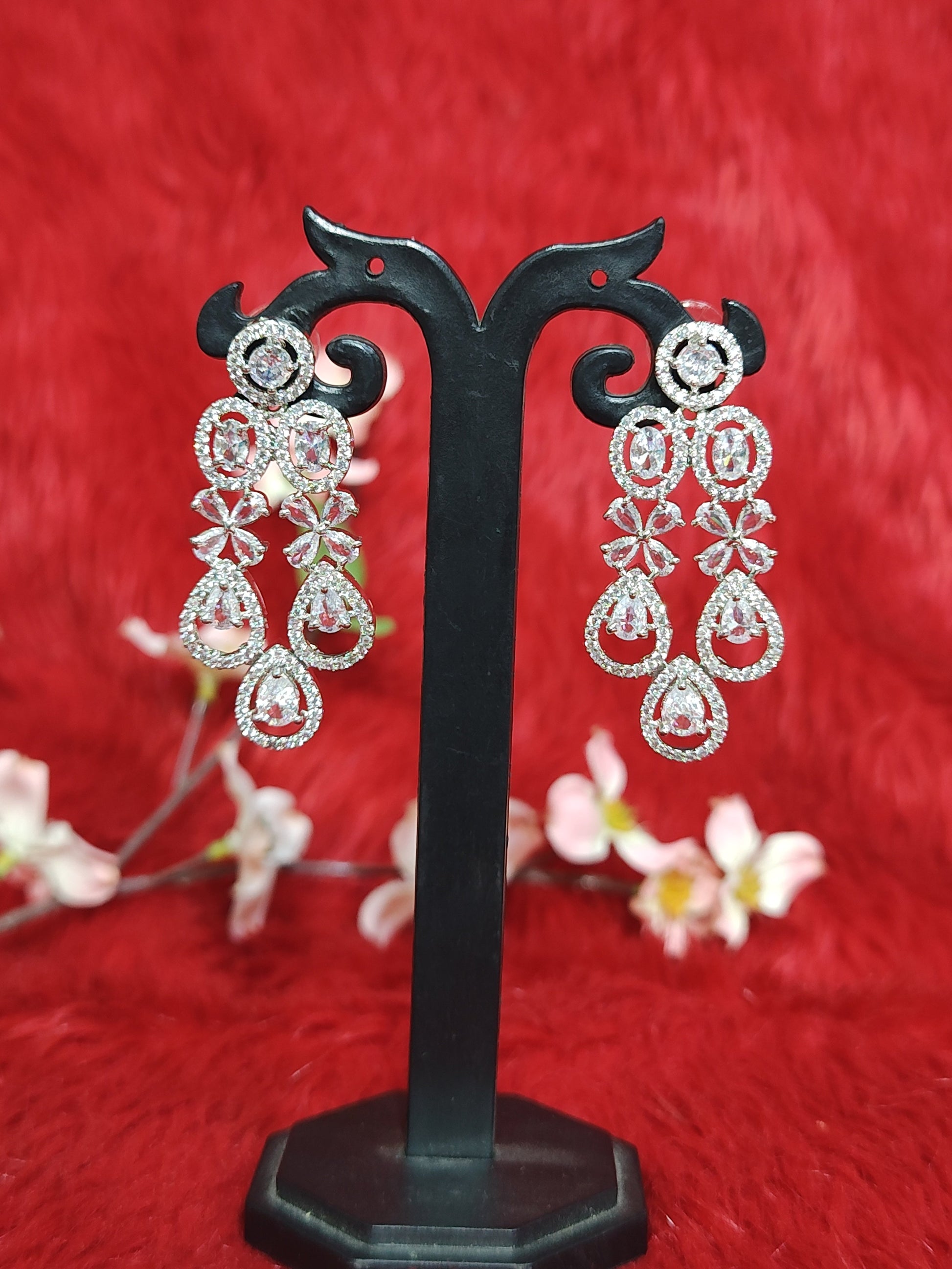 Teardrop Elegance American Diamond Earrings