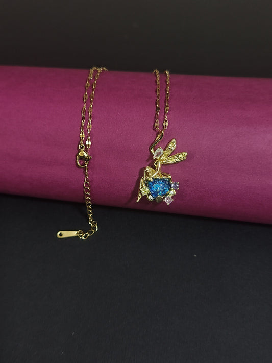 Anti-Tarnish Colorful Bird Charm Necklace with Stone Details