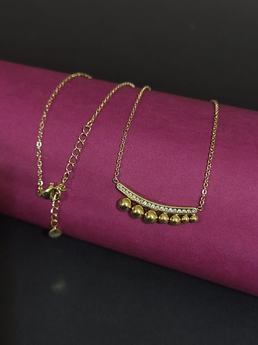 Anti-Tarnish Crystal and Gold Ball Charm Necklace