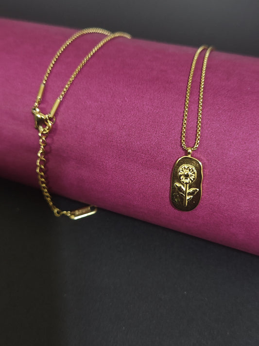 Anti-Tarnish Sunflower Pendant Necklace