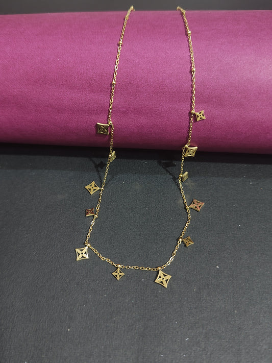 Anti-Tarnish Gold-Plated Geometric Charm Chain Necklace