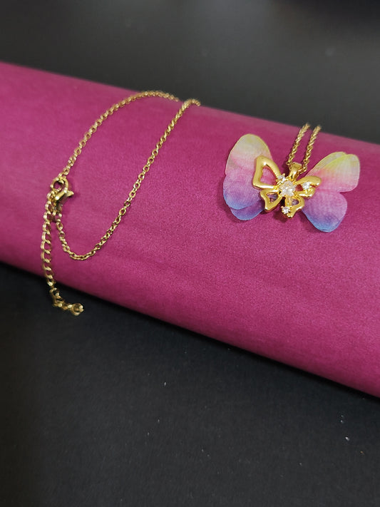 Anti-Tarnish Multicolor Butterfly Pendant Necklace