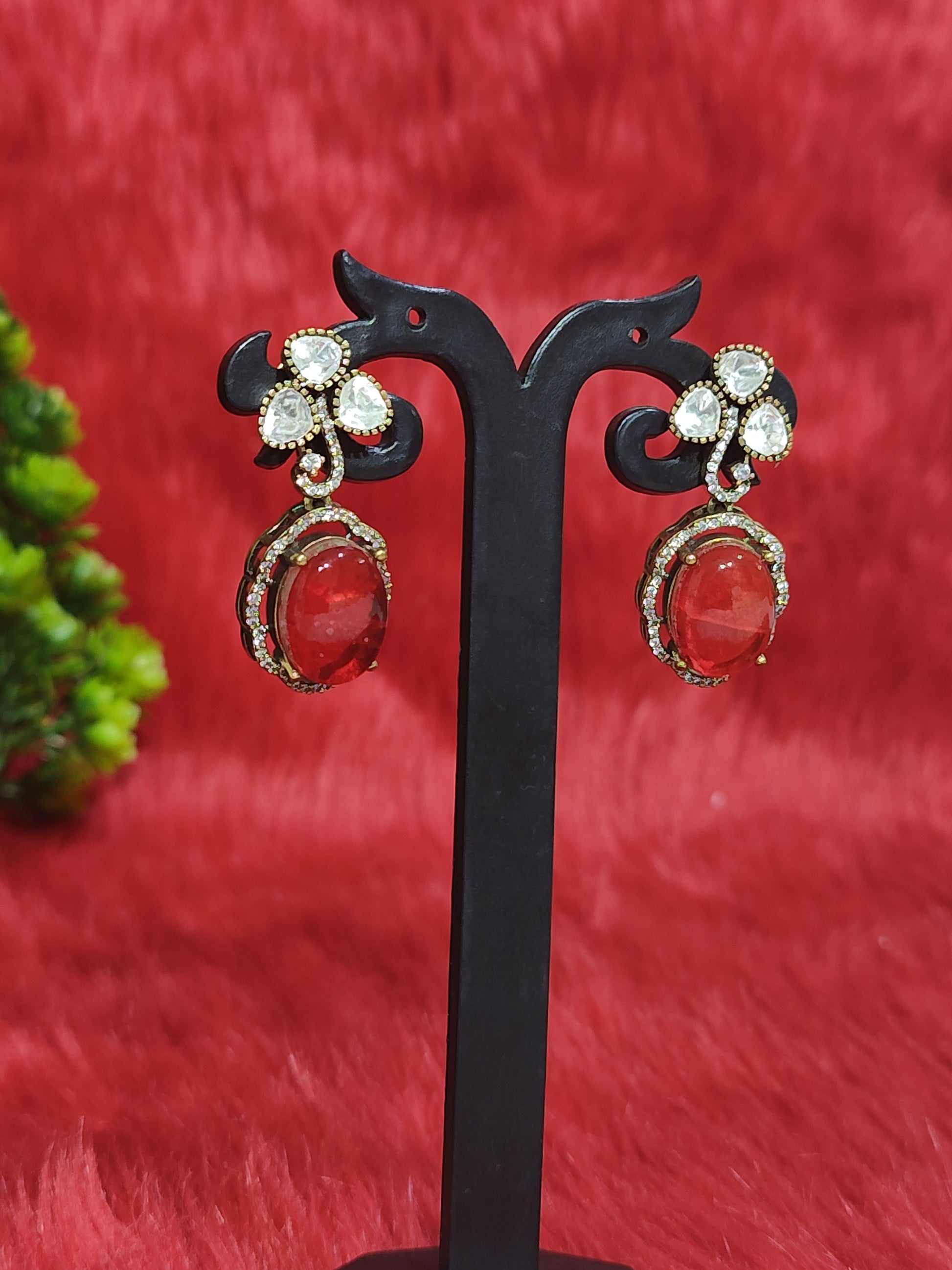 Pota Doublet Kundan matching Earrings