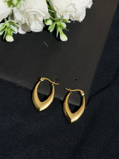 V Shaped Hoop Anti Tarnish Earrings