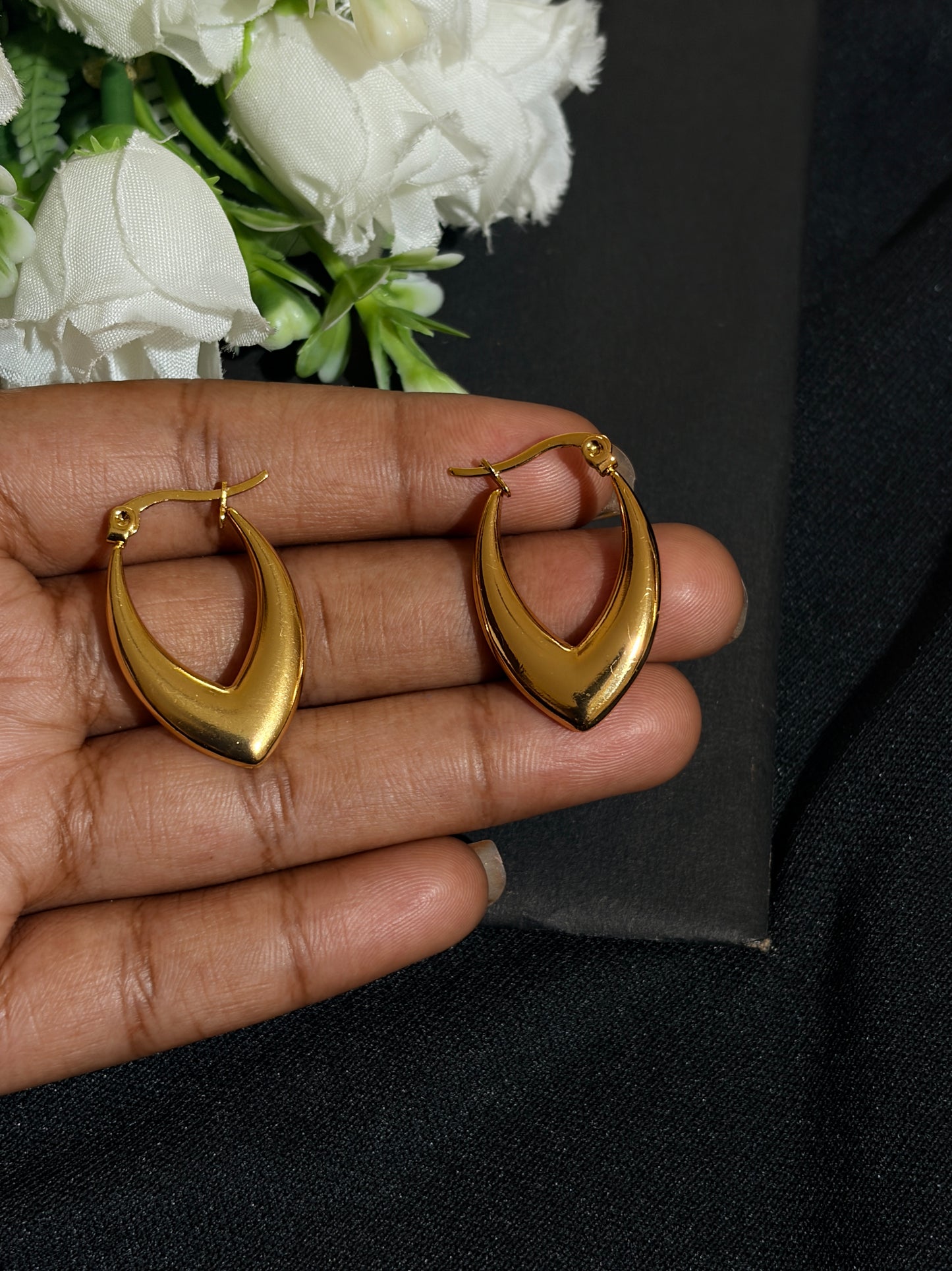 V Shaped Hoop Anti Tarnish Earrings