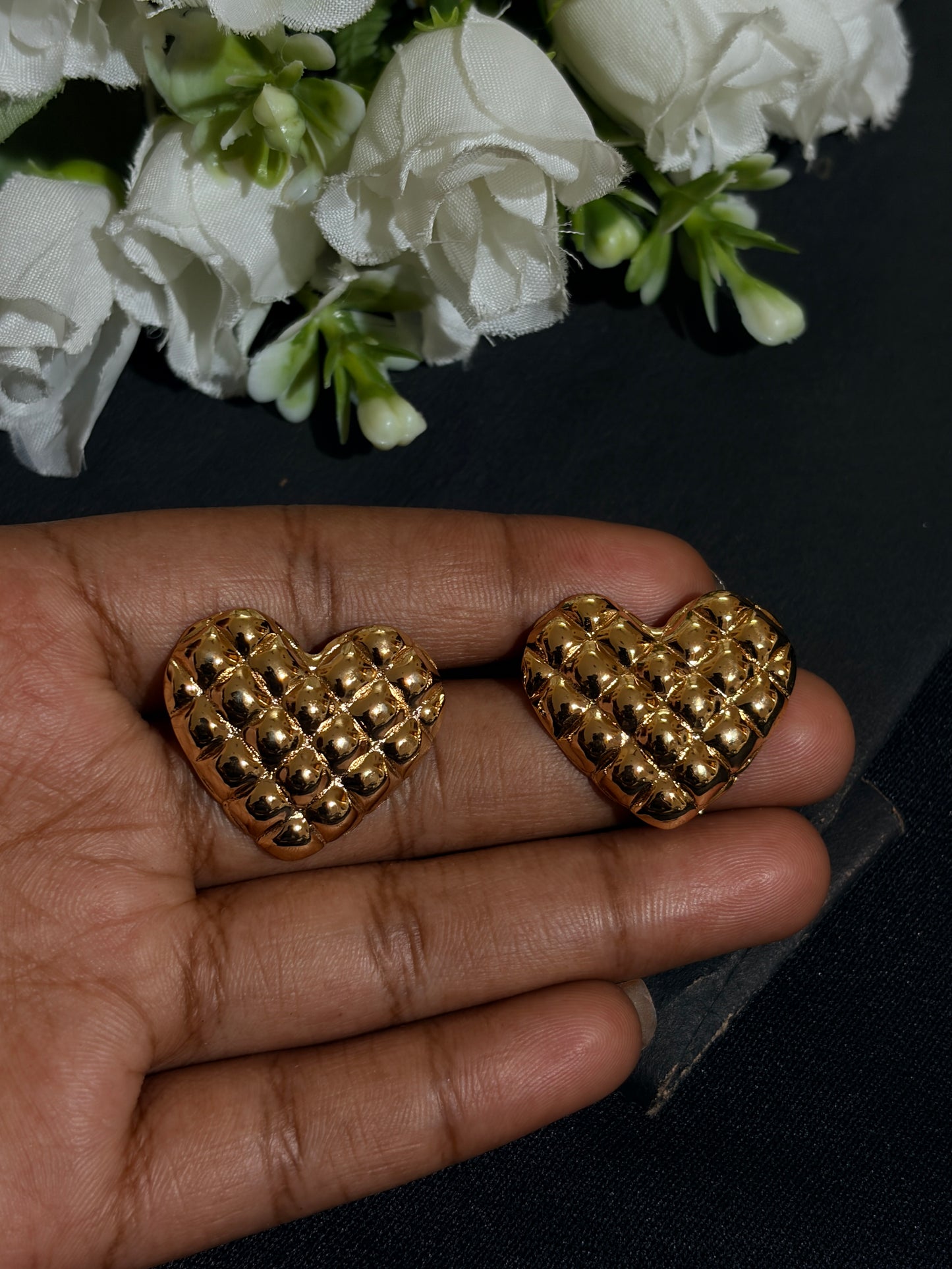 Sparkling Heart Anti Tarnish Ear Rings