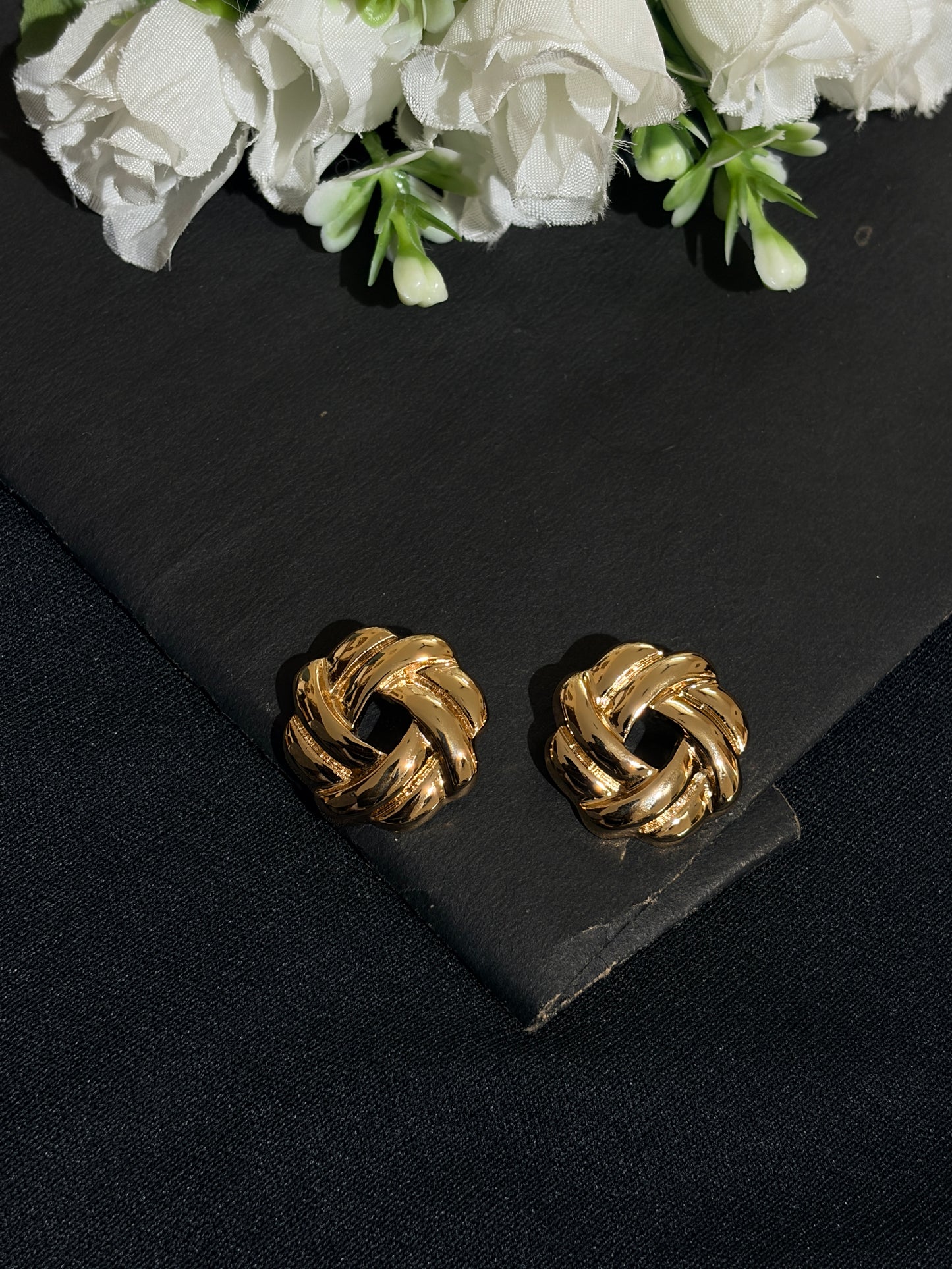 Love knot or braided weave stud earrings