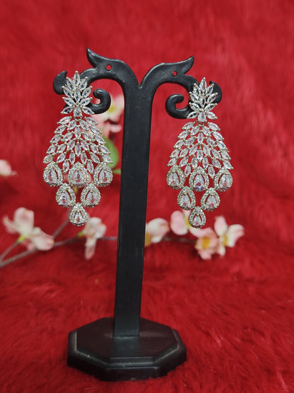 Luxurious Layered Pear-Shaped American Diamond Bridal Necklace Set