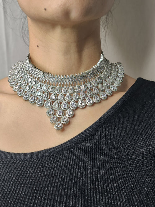 Luxurious_Layered_Pear-Shaped_American_Diamond_Bridal_Necklace_Set
