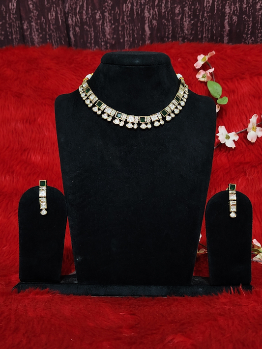 Moissanite choker necklace set with earrings for weddings