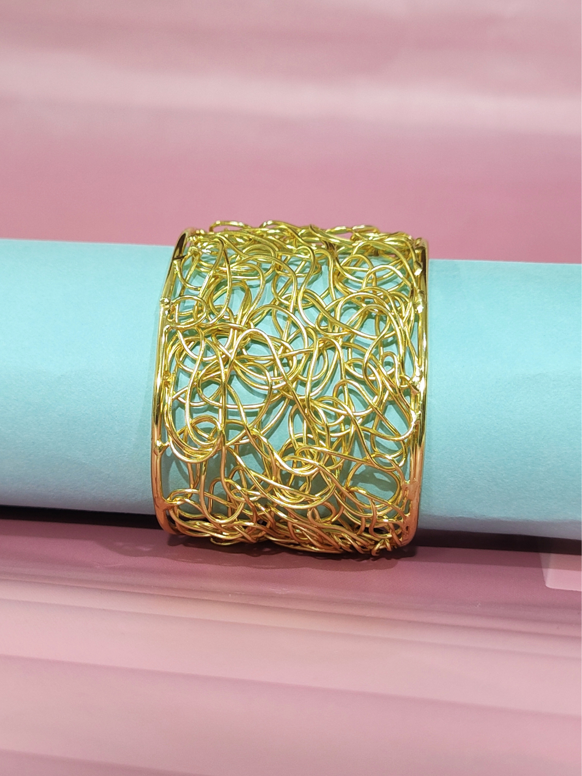 Stylish adjustable brass wire cuff bracelet