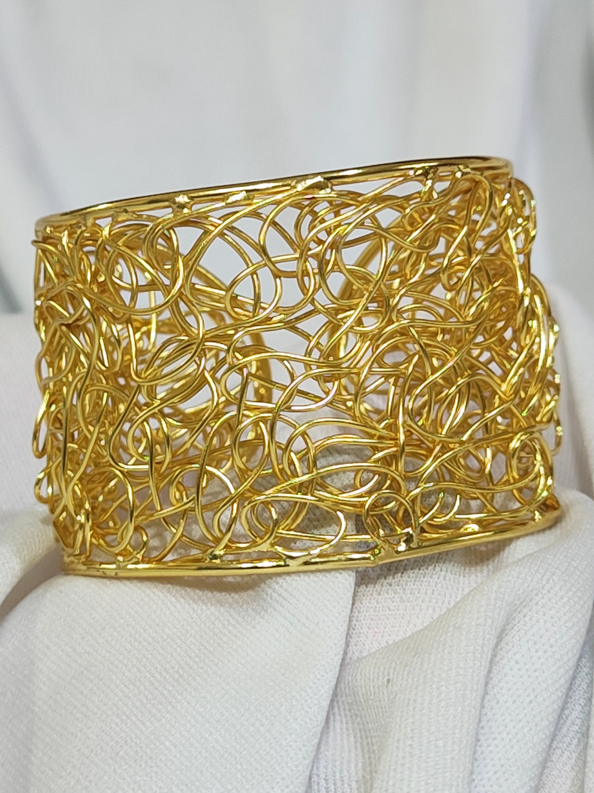 Stylish adjustable brass wire cuff bracelet 