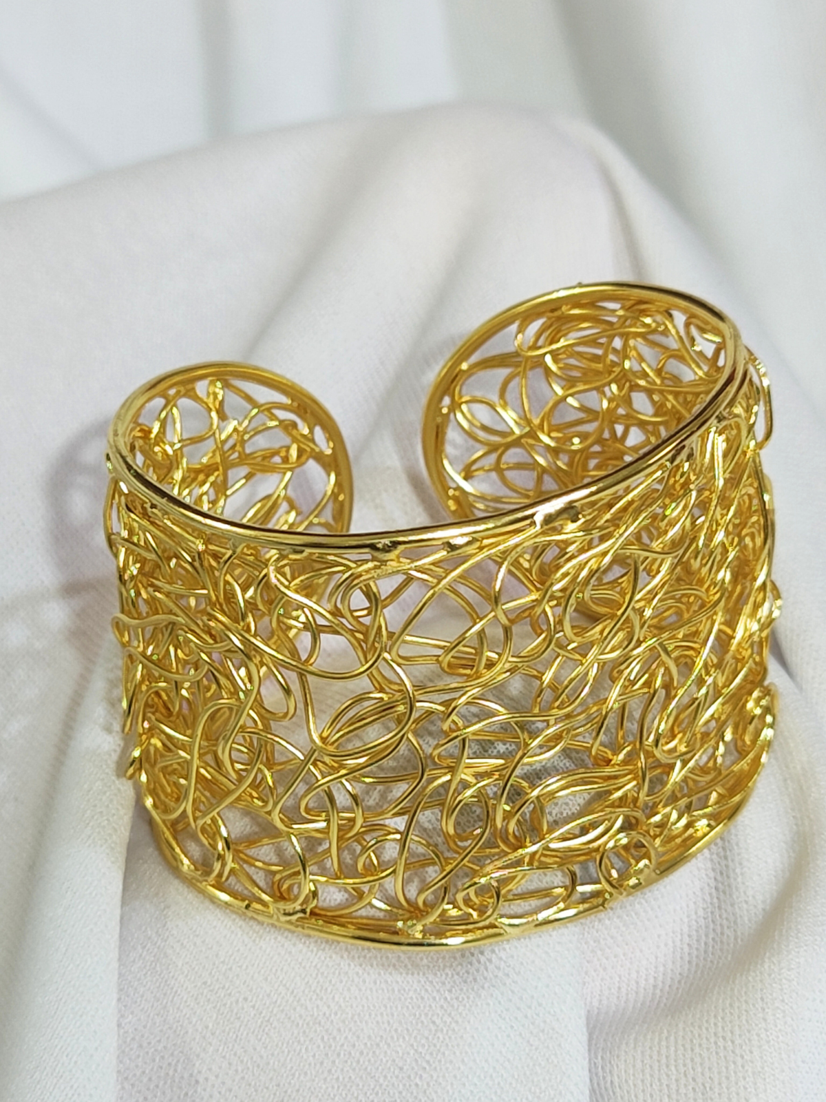 Stylish adjustable brass wire cuff bracelet