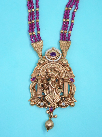 Temple necklace Krishna pendant